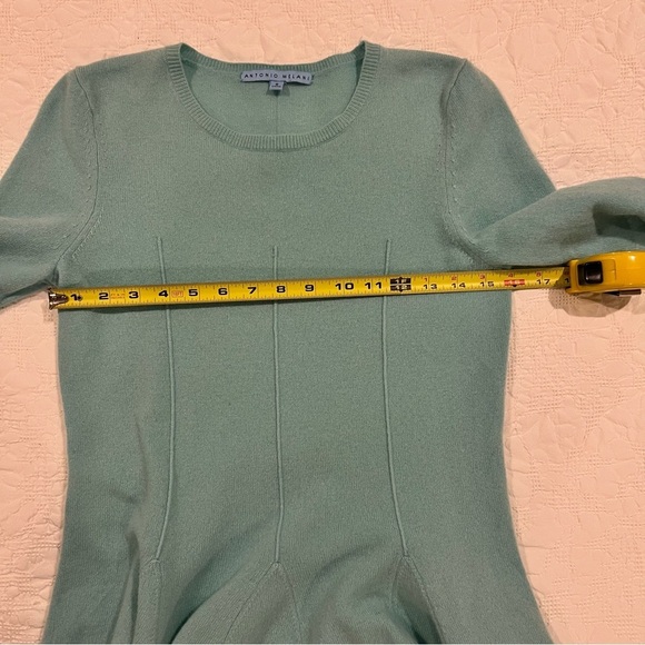 100% Cashmere Antonio Melani Peplum Sweater Blue Womens Small - Picture 6 of 8